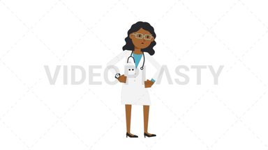 Black Female Doctor Waiting Stock Animation