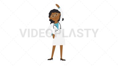 Black Female Doctor Warmup Exercise Stock Animation