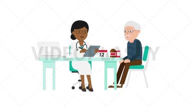 Black Female Doctor with Patient Consultation Stock Animation
