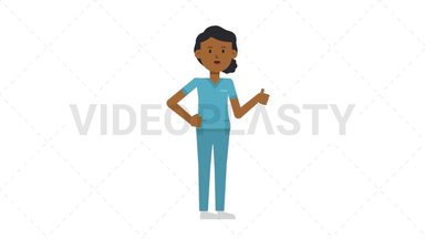 Black Female Nurse Approve Stock Animation