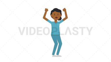 Black Female Nurse Cheer Stock Animation