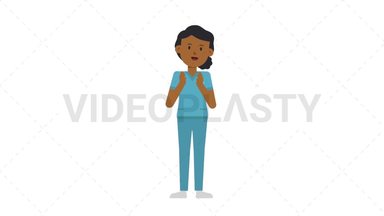 Black Female Nurse Clapping Stock Animation