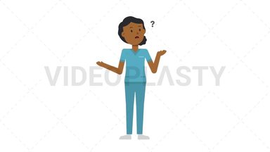 Black Female Nurse Confused Stock Animation