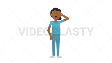 Black Female Nurse Crying Stock Animation