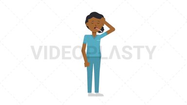 Black Female Nurse Fever Stock Animation
