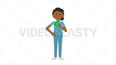 Black Female Nurse Holding Cash Stock Animation