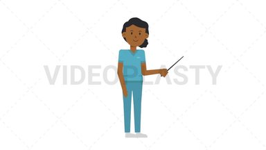 Black Female Nurse Holding Pointer Stick Stock Animation