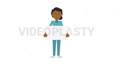 Black Female Nurse Holding Poster Stock Animation