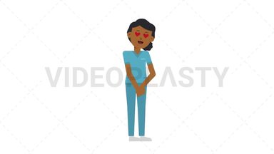 Black Female Nurse In Love Stock Animation