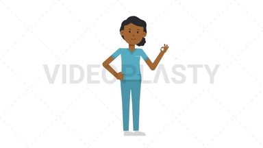 Black Female Nurse Ok Stock Animation