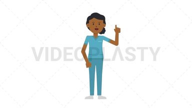 Black Female Nurse Pointing Above Stock Animation