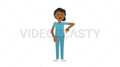 Black Female Nurse Pointing Below Stock Animation