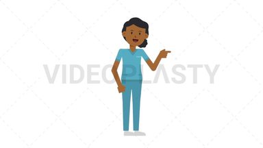 Black Female Nurse Pointing Right Stock Animation