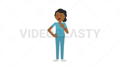 Black Female Nurse Shortness of Breath Stock Animation
