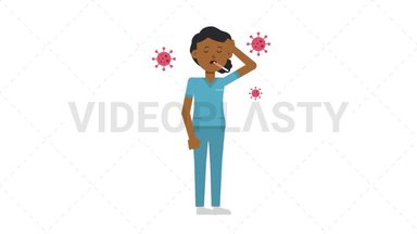 Black Female Nurse Sick with Covid Stock Animation