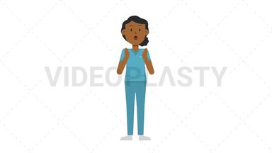 Black Female Nurse Surprised Stock Animation