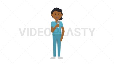 Black Female Nurse Talking on Microphone Stock Animation