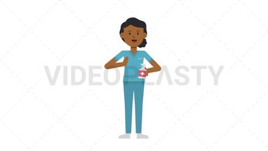 Black Female Nurse Using Disinfectant Spray Stock Animation