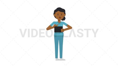 Black Female Nurse Using Tablet Happy Stock Animation