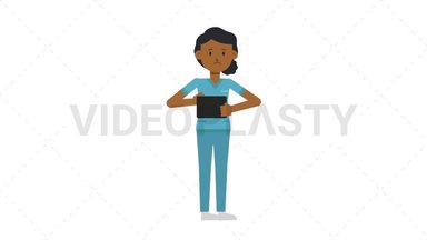 Black Female Nurse Using Tablet Sad Stock Animation