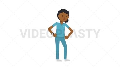 Black Female Nurse Waiting Stock Animation