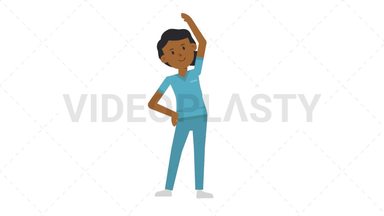 Black Female Nurse Warmup Exercise Stock Animation