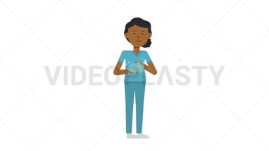 Black Female Nurse Washing Hands Stock Animation