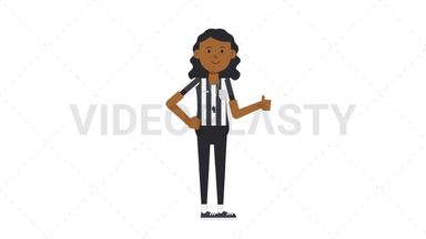 Black Female US Referee Approve Stock Animation