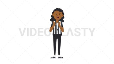 Black Female US Referee Clapping Stock Animation