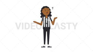 Black Female US Referee Confused Stock Animation