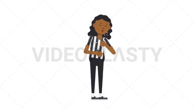 Black Female US Referee Coughing Stock Animation