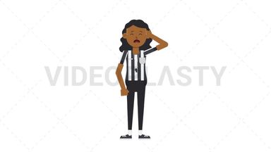 Black Female US Referee Crying Stock Animation