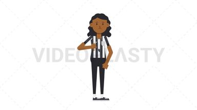 Black Female US Referee Disapprove Stock Animation