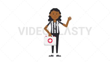 Black Female US Referee Holding First Aid Kit Stock Animation