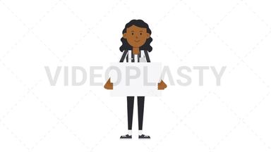 Black Female US Referee Holding Poster Stock Animation