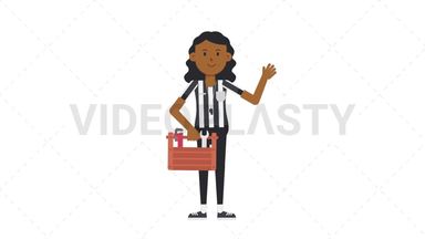 Black Female US Referee Holding Toolbox Stock Animation