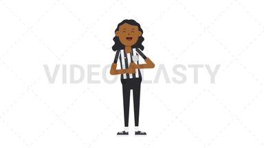 Black Female US Referee Laughing Stock Animation