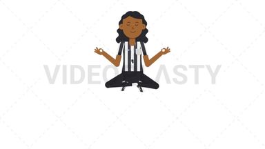 Black Female US Referee Meditate Stock Animation