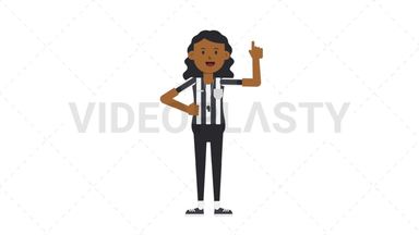Black Female US Referee Pointing Above Stock Animation