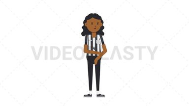 Black Female US Referee Sad Stock Animation