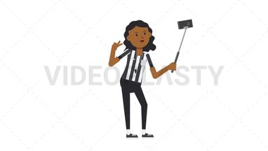 Black Female US Referee Selfie Stick Stock Animation