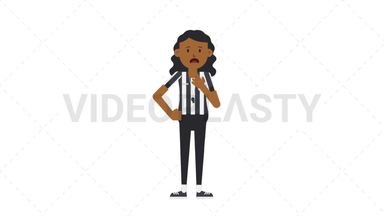 Black Female US Referee Shortness of Breath Stock Animation