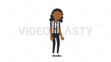 Black Female US Referee Sleepy Stock Animation