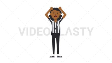 Black Female US Referee Stressed Stock Animation