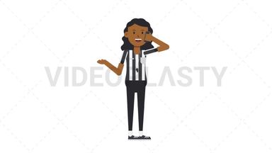 Black Female US Referee Talking on the Phone Happy Stock Animation