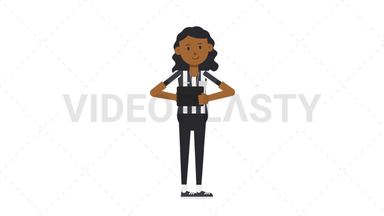 Black Female US Referee Using Tablet Happy Stock Animation