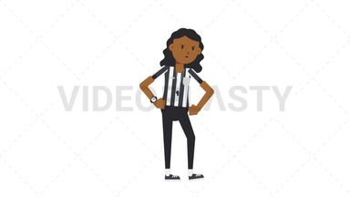 Black Female US Referee Waiting Stock Animation