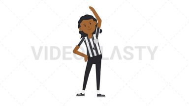Black Female US Referee Warmup Exercise Stock Animation