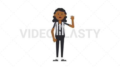 Black Female US Referee Waving Stock Animation