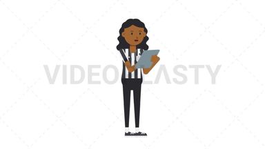Black Female US Referee Writing on Clipboard Stock Animation
